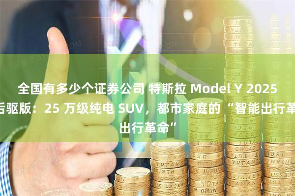 全国有多少个证券公司 特斯拉 Model Y 2025 款后驱版：25 万级纯电 SUV，都市家庭的 “智能出行革命”